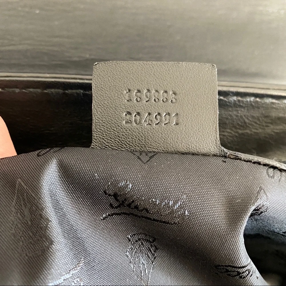 GUCCI Black Patent leather buckle bow Large Tote Bag